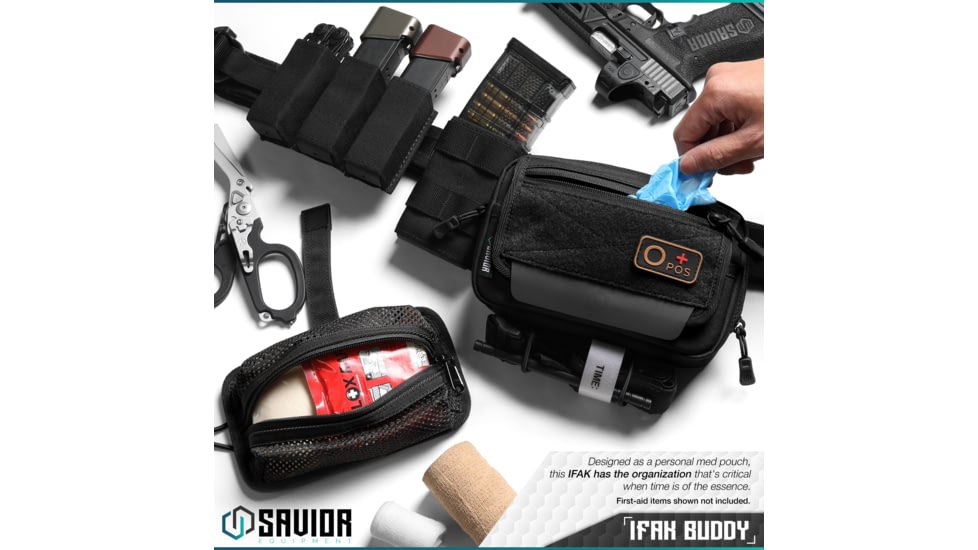 Savior Equipment IFAK Buddy, Individual Medical Pouch, Black, Small, SP-FD-IFAK8X5-BK