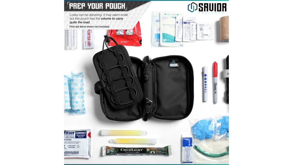 Savior Equipment IFAK Buddy, Individual Medical Pouch, Black, Small, SP-FD-IFAK8X5-BK