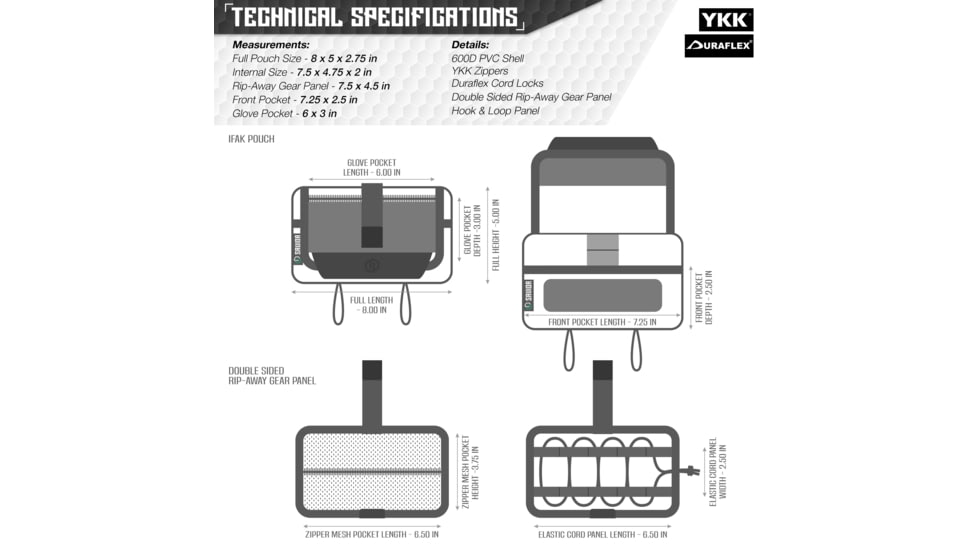 Savior Equipment IFAK Buddy Individual Medical Pouch, Black, Small, SP-FD-IFAK8X5-BK