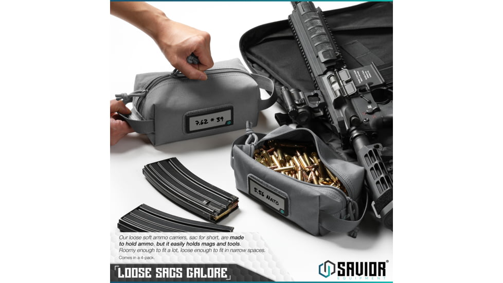 Savior Equipment Loose Sac Soft Ammo Carrier, Tiger Stripe, 7.75in x 3.5in x 4in, Tiger Stripe, 7.75in x 3.5in x 4in, SP-AMST-4P-TIGR