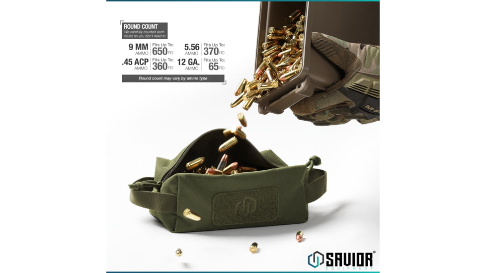Savior Equipment Loose Sac Soft Ammo Carrier, Tiger Stripe, 7.75in x 3.5in x 4in, Tiger Stripe, 7.75in x 3.5in x 4in, SP-AMST-4P-TIGR