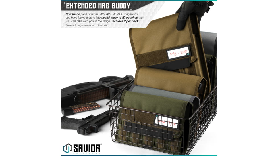 Savior Equipment Mag Buddy, Extended Pistol Magazine Pouch, 2 Pack, Dark FDE, MP-FD-EXTX4-2P-TN