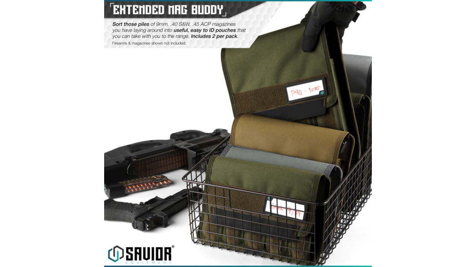 Savior Equipment Mag Buddy, Extended Pistol Magazine Pouch, 2 Pack, OD Green, MP-FD-EXTX4-2P. OG