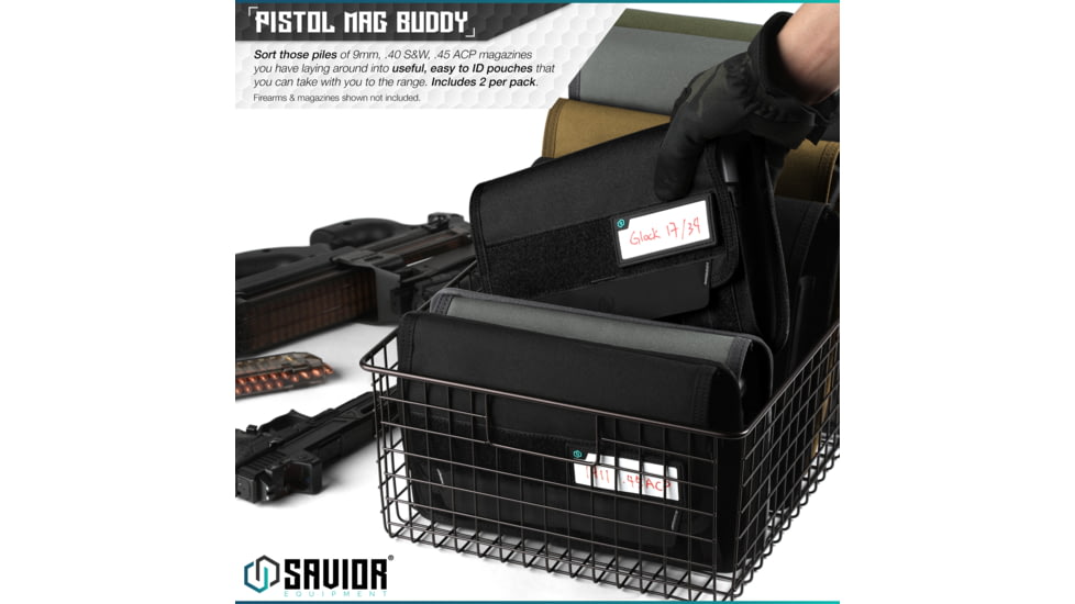 Savior Equipment Mag Buddy, Pistol Magazine Pouch, 2 Pack, Black, MP-FD-PISX5-2P-BK