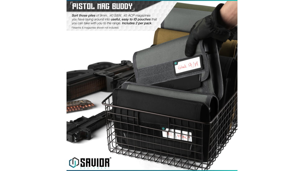 Savior Equipment Mag Buddy, Pistol Magazine Pouch, 2 Pack, Gray, MP-FD-PISX5-2P. GS