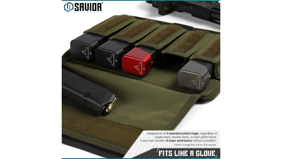 Savior Equipment Mag Buddy, Pistol Magazine Pouch, 2 Pack, OD Green, MP-FD-PISX5-OG