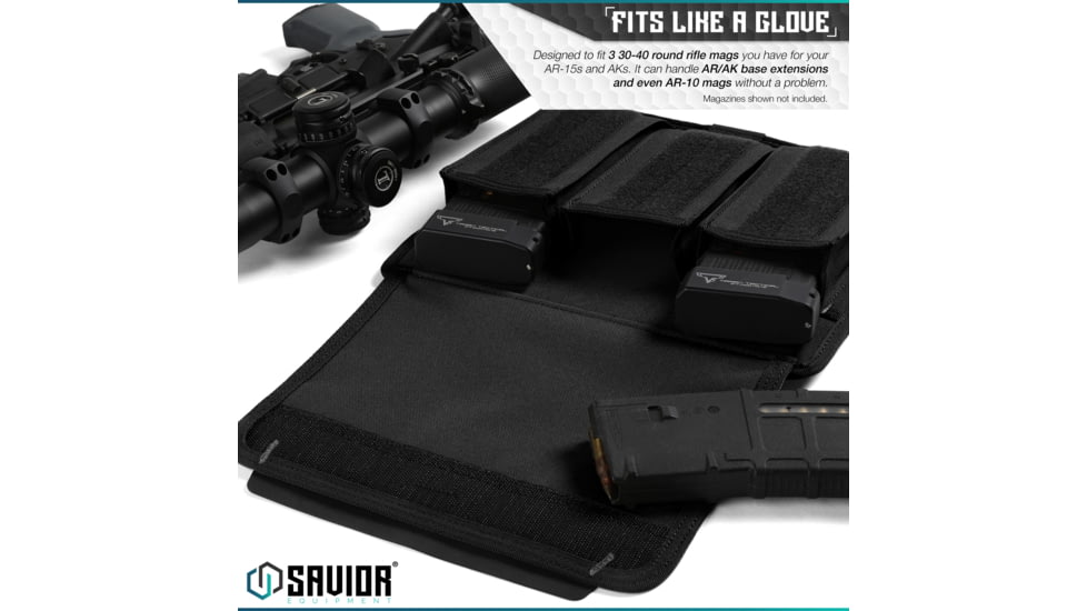 Savior Equipment Mag Buddy Rifle Magazine Pouch, Black, 9.75in H x 10.75in W, MP-FD-RIFX3-2P-BK