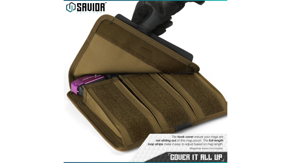 Savior Equipment Mag Buddy Rifle Magazine Pouch, Dark FDE, 9.75in H x 10.75in W, MP-FD-RIFX3-2P-TN