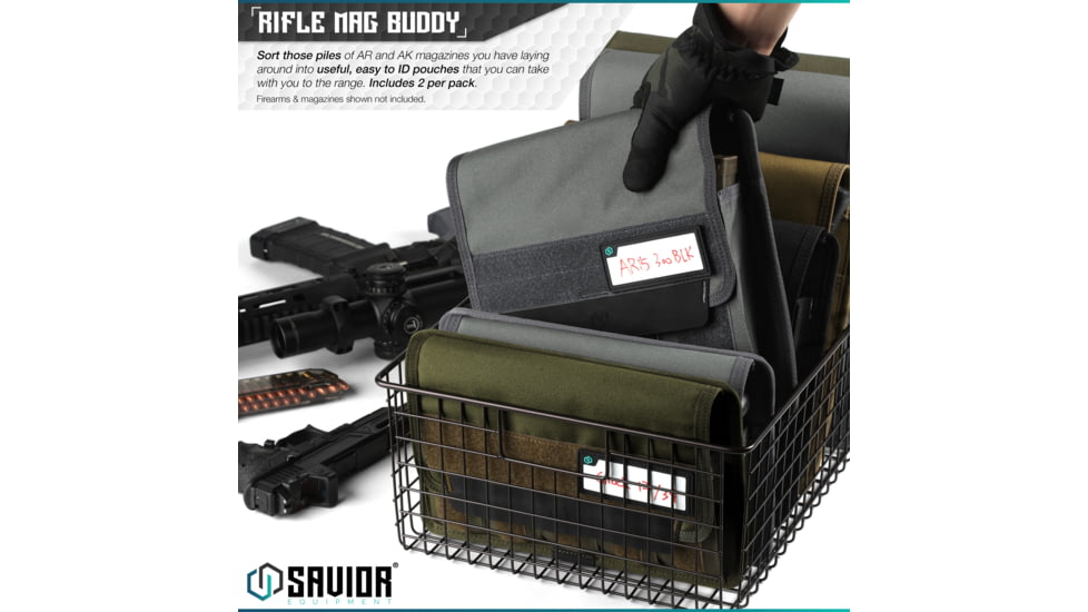 Savior Equipment Mag Buddy Rifle Magazine Pouch, Grey, 9.75in H x 10.75in W, MP-FD-RIFX3-2P-GS
