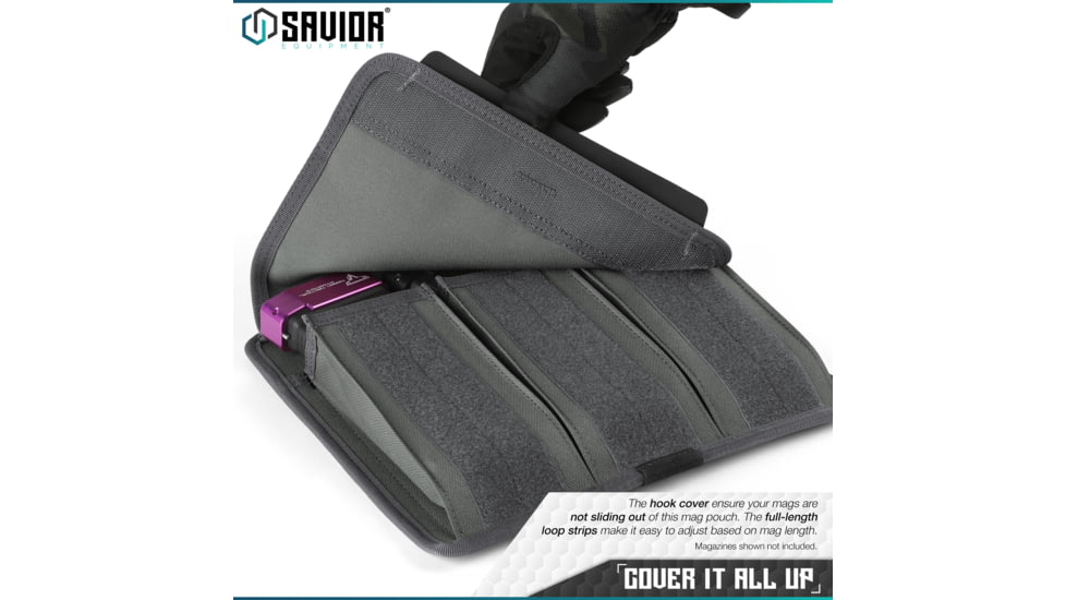 Savior Equipment Mag Buddy Rifle Magazine Pouch, Grey, 9.75in H x 10.75in W, MP-FD-RIFX3-2P-GS