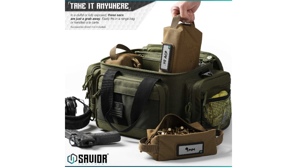 Savior Equipment Loose Sac Soft Ammo Carrier, 4 Pack, M81 Woodland, 7.75in x 3.5in x 4in, SP-AMST-4P-M81