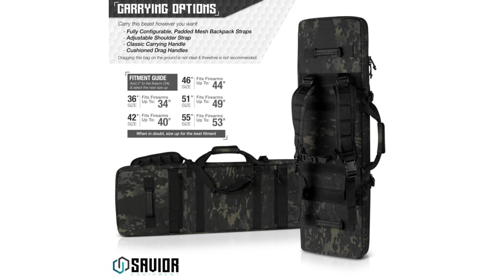 Savior Equipment MULTICAM Urban Warfare Double Rifle Case, 46in, Multicam Black, RB-4612DG-VER2-MCB