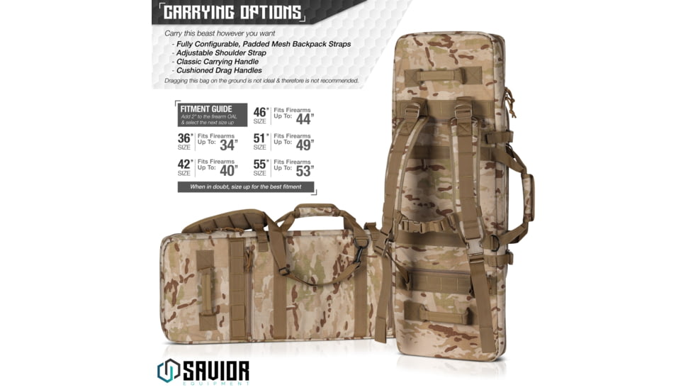 Savior Equipment Multicam Urban Warfare 46in Double Rifle Case, Arid, RB-4612DG-VER2-MCID