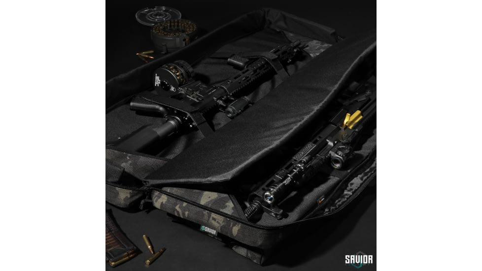 Savior Equipment MULTICAM Urban Warfare Double Rifle Case, 55in, Multicam Black, RB-5512DG-VER2-MCB