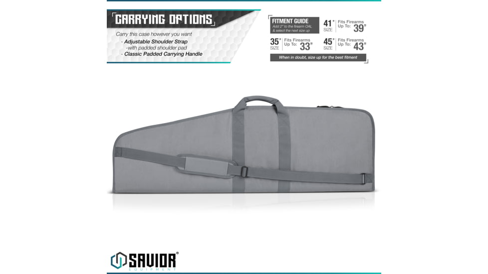 Savior Equipment Patriot Single Single Rifle Case, Grey, 35in L x 7.5-12.5in W, RB-SG36-V1-GS