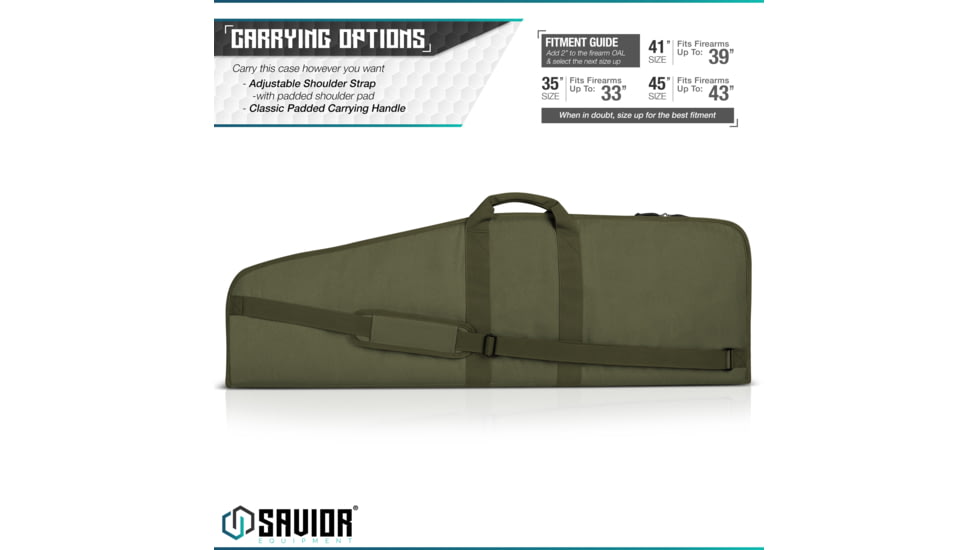 Savior Equipment Patriot Single Single Rifle Case, OD Green, 45in L x 7.5-12.5in W, RB-SG46-V1-OG