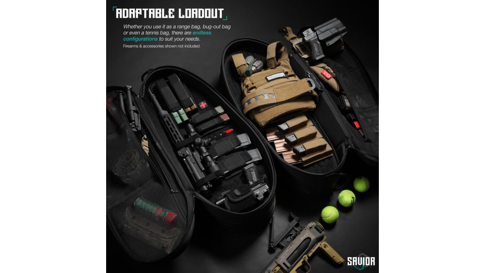 Savior Equipment Pro Touring, Single Or Double Rifle Case, Tennis Variant, Black, RB-TENNIS-V1-BK