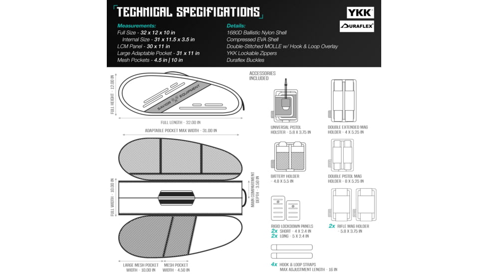 Savior Equipment Pro Touring, Single Or Double Rifle Case, Tennis Variant, Black, RB-TENNIS-V1-BK