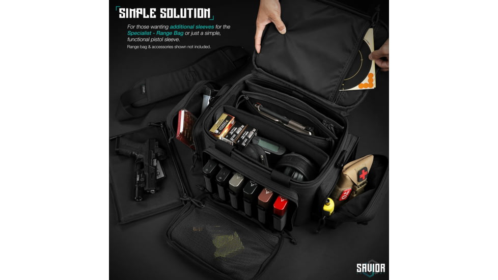 Savior Equipment Replacement Pistol Sleeve for Specialist Range Bag - 3 Pack, Black, 11.5in x 7.5in, Black, 11.5in x 7.5in, HC-RA3GUN-SPARE-3PC-BK