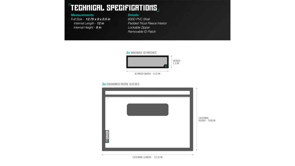 Savior Equipment Replacement Pistol Sleeve for Specialist Range Bag - 3 Pack, Black, 11.5in x 7.5in, Black, 11.5in x 7.5in, HC-RA3GUN-SPARE-3PC-BK