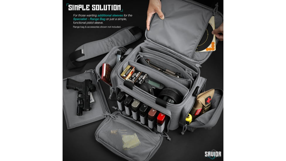 Savior Equipment Replacement Pistol Sleeve for Specialist Range Bag - 3 Pack, Gray, 11.5in x 7.5in, Gray, 11.5in x 7.5in, HC-RA3GUN-SPARE-3PC-GS