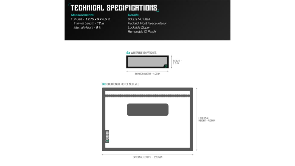 Savior Equipment Replacement Pistol Sleeve for Specialist Range Bag - 3 Pack, Gray, 11.5in x 7.5in, Gray, 11.5in x 7.5in, HC-RA3GUN-SPARE-3PC-GS