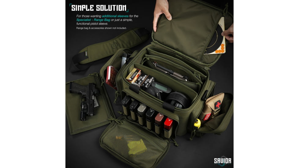 Savior Equipment Replacement Pistol Sleeve for Specialist Range Bag - 3 Pack, OD Green, 11.5in x 7.5in, OD Green, 11.5in x 7.5in, HC-RA3GUN-SPARE-3PC-OG