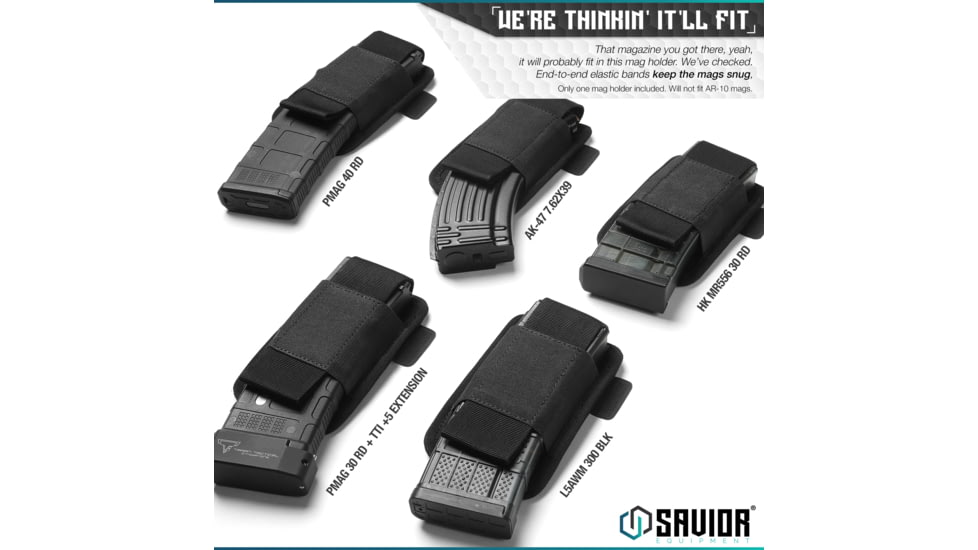 Savior Equipment Rifle Mag Holder, Black, MP-TNS-RIFX1-2P-BK