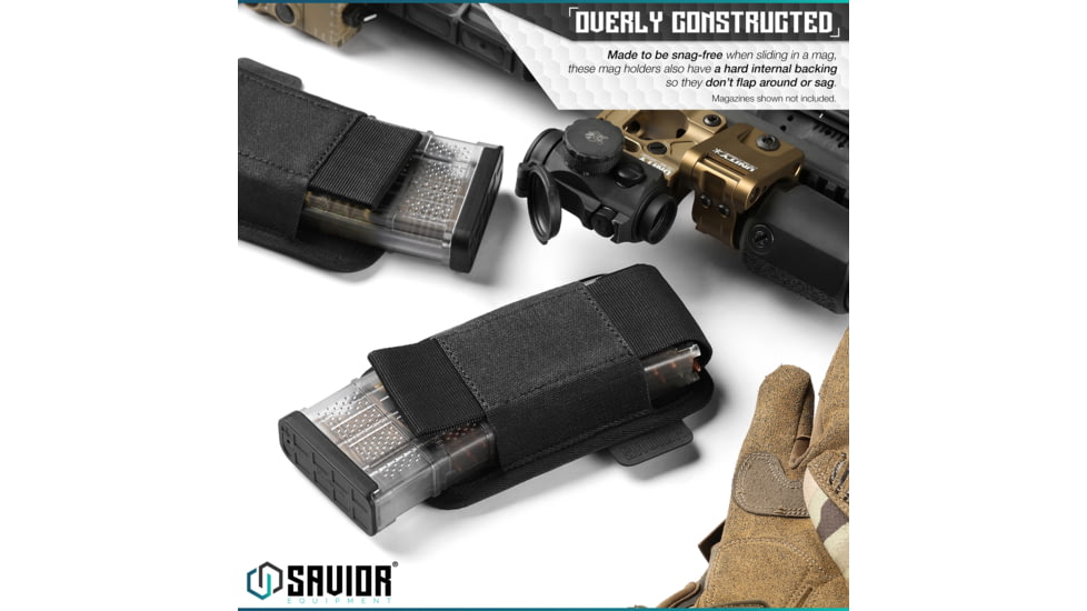 Savior Equipment Rifle Mag Holder, Black, MP-TNS-RIFX1-2P-BK