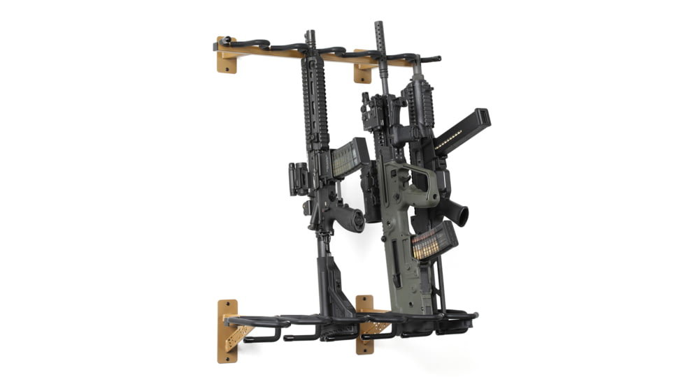 Savior Equipment 6 Slots Rifle Wall Rack, RAL 8000 Tan, 25in W x 3.5in H x 8in D, RK-RIF6-WALL-TN