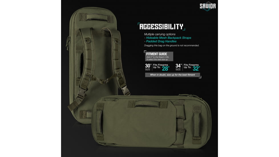 Savior Equipment Specialist Covert Single Rifle Case, 30in, OD Green, RB-SGSPORT30-WS-OG