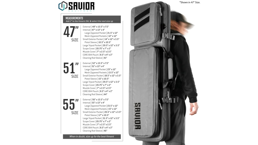 Savior Equipment Specialist LRP Single Rifle Case, 47in, Gray, 47 L x 12.5 H x 3.5 W, RB-SG47-LRP-WS-GS