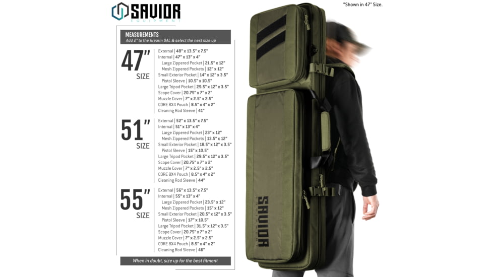 Savior Equipment Specialist LRP Single Rifle Case, 47in, OD Green, 47 L x 12.5 H x 3.5 W, RB-SG47-LRP-WS-OG