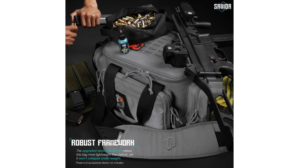 Savior Equipment Specialist Pistol Range Bag, Grey, 18.5in L x 9in H x 12in W, RA-3GUN-WS-GS