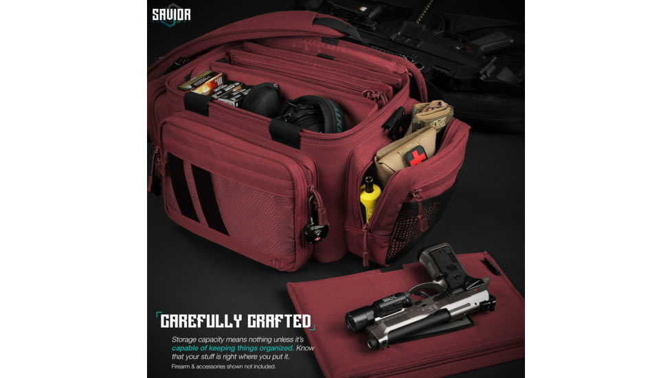 Savior Equipment Specialist Pistol Range Bag, Sedona Red, 18.5 L x 9 H x 12 W, RA-3GUN-WS-RD