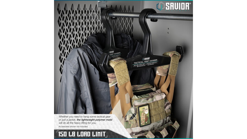 Savior Equipment Tactical Vest Hanger, Black, HAN-150V1-2P-BK