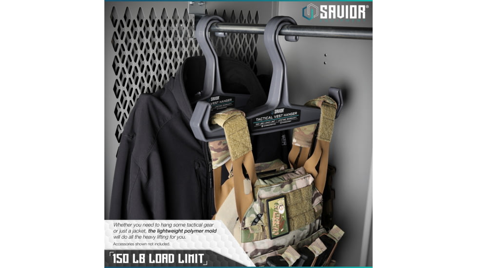 Savior Equipment Tactical Vest Hanger, Gray, HAN-150V1-2P-GS