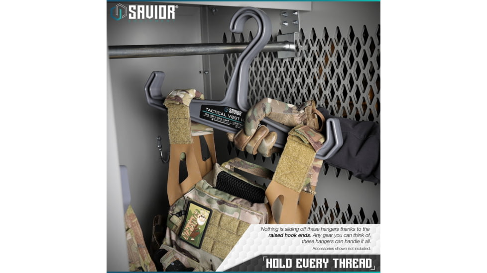 Savior Equipment Tactical Vest Hanger, 2 Pack, Grey, 16in L x 8.5in H x 1in D, HAN-150V1-2P-GS