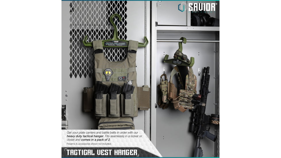 Savior Equipment Tactical Vest Hanger, 2 Pack, OD Green, 16in L x 8.5in H x 1in D, HAN-150V1-2P-OG