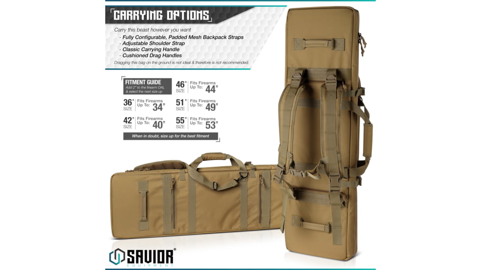 Savior Equipment Urban Warfare Double Rifle Case, 36in, Dark FDE, RB-3612DG-VER2-TN