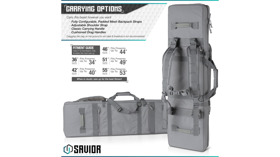 Savior Equipment Urban Warfare Double Rifle Case, 46in, Gray, RB-4612DG-VER2-GS