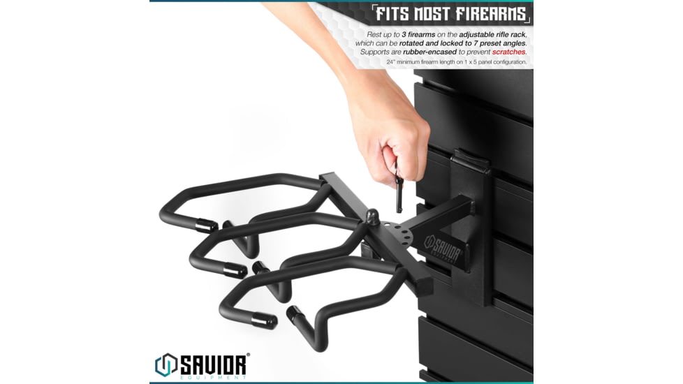 Savior Equipment Wall Rack System 5 Panel Kit w/Attachments, Black, 24x30.25x0.63in, WRS-HALF-A3P6-BK