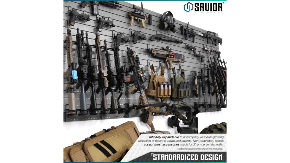 Savior Equipment Wall Rack System 5 Panel Kit w/Attachments, Gray, 24x30.25x0.63in, WRS-HALF-A3P6-GS