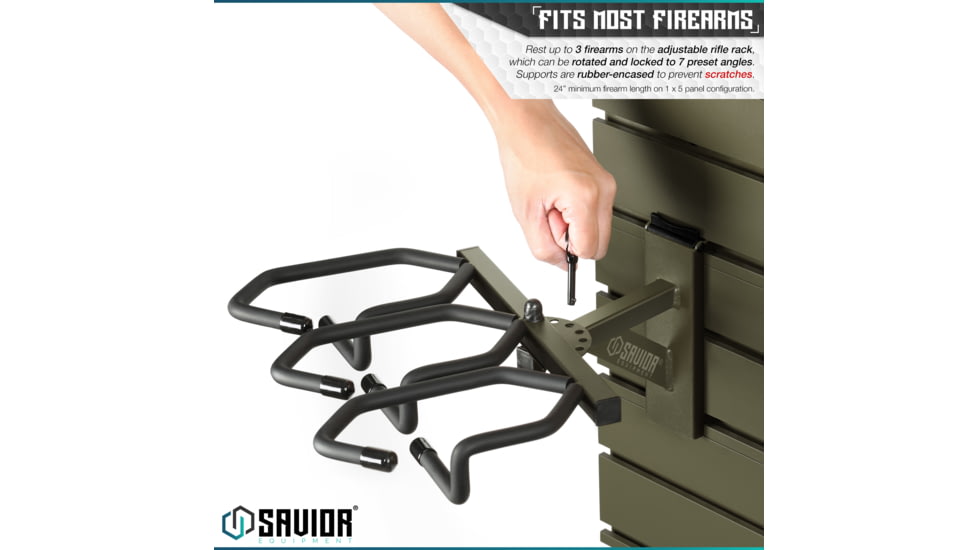 Savior Equipment Wall Rack System 5 Panel Kit w/Attachments, OD Green, 24in x 30.25in x 0.63in, OD Green, 24in x 30.25in x 0.63in, WRS-HALF-A3P6-OG