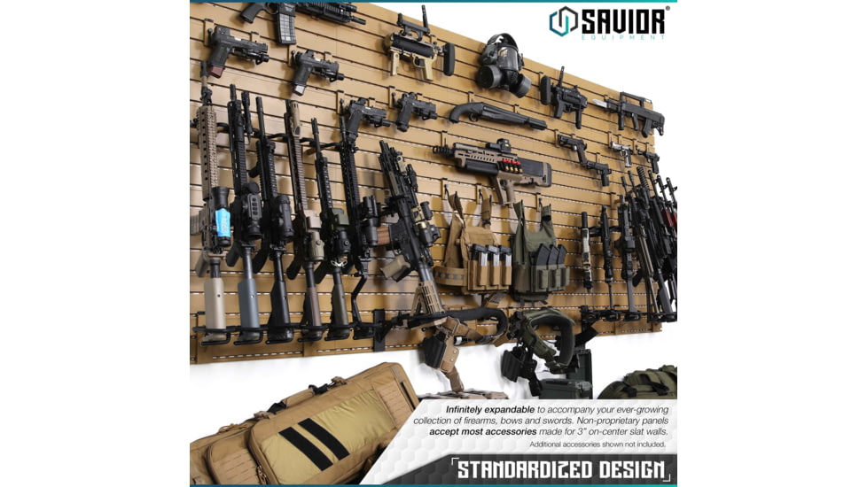 Savior Equipment Wall Rack System 5 Panel Kit w/Attachments, Tan, 24x30.25x0.63in, WRS-HALF-A3P6-TN
