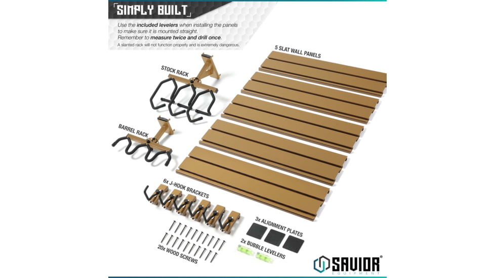Savior Equipment Wall Rack System 5 Panel Kit w/Attachments, Tan, 24x30.25x0.63in, WRS-HALF-A3P6-TN