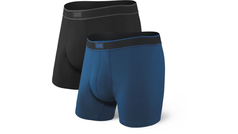 SAXX Daytripper Boxer Brief Fly, Pack of 2 - Mens, Black/City Blue Heather, Extra Large, SXPP2A-BRB-XL