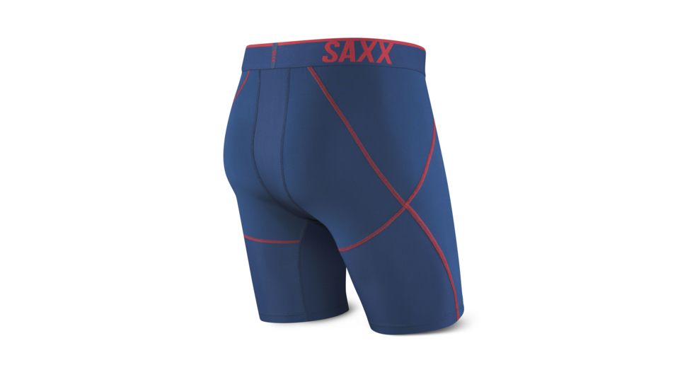 SAXX Strike Long Leg Boxer Brief - Mens, Bright Navy/Red, L, SXLM71-BNR-L