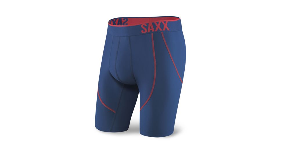 SAXX Strike Long Leg Boxer Brief - Mens, Bright Navy/Red, L, SXLM71-BNR-L