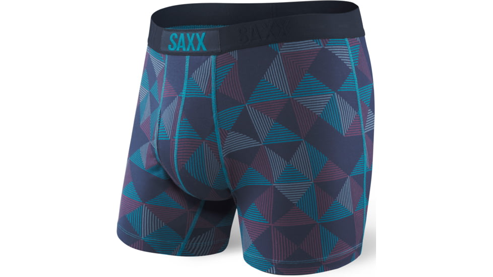 Saxx Ultra Boxer Fly - Men's-Navy Pyramid Check-Small